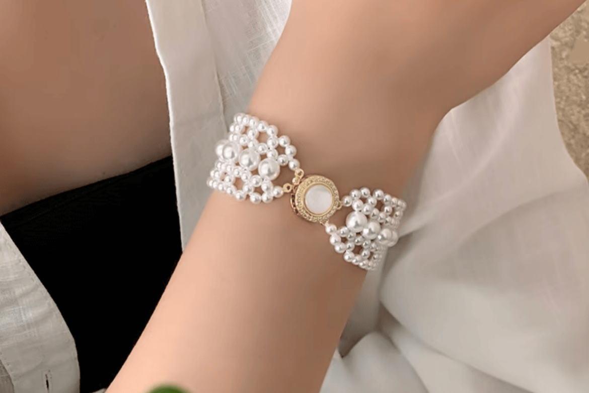 Ribbon Pearl Braided Bracelet