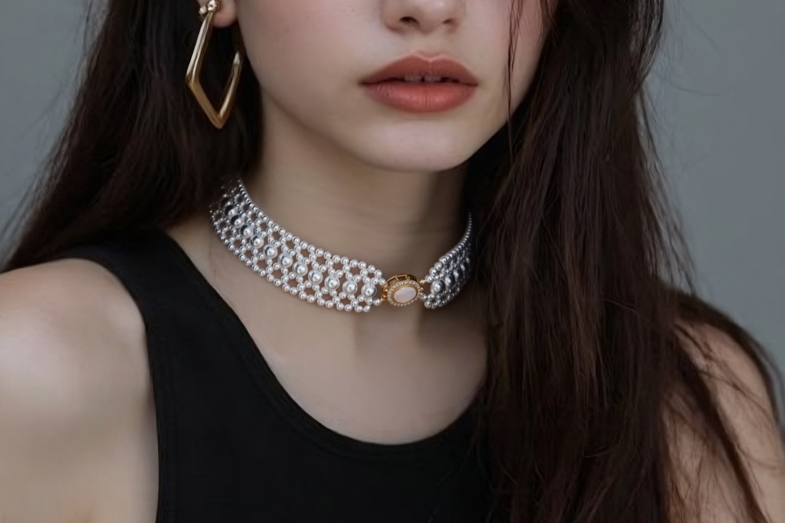 Ribbon Pearl Braided Necklace