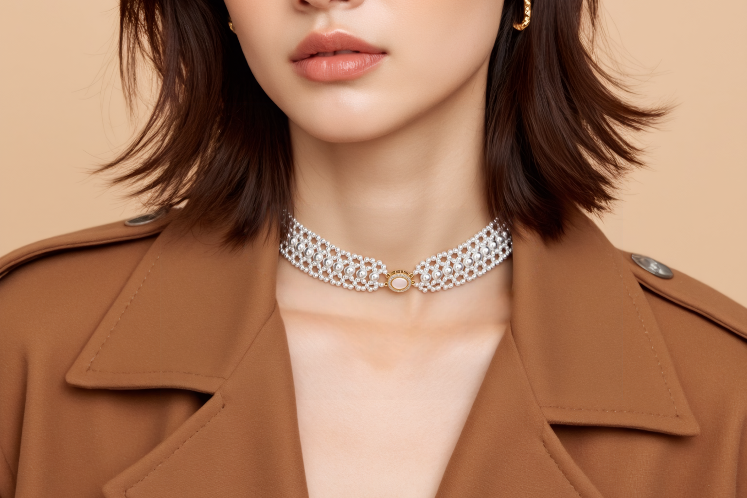 Ribbon Pearl Braided Necklace